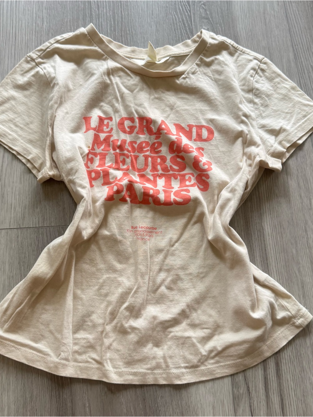 H&M Cream Short-Sleeve Tee with Coral Red Graphic